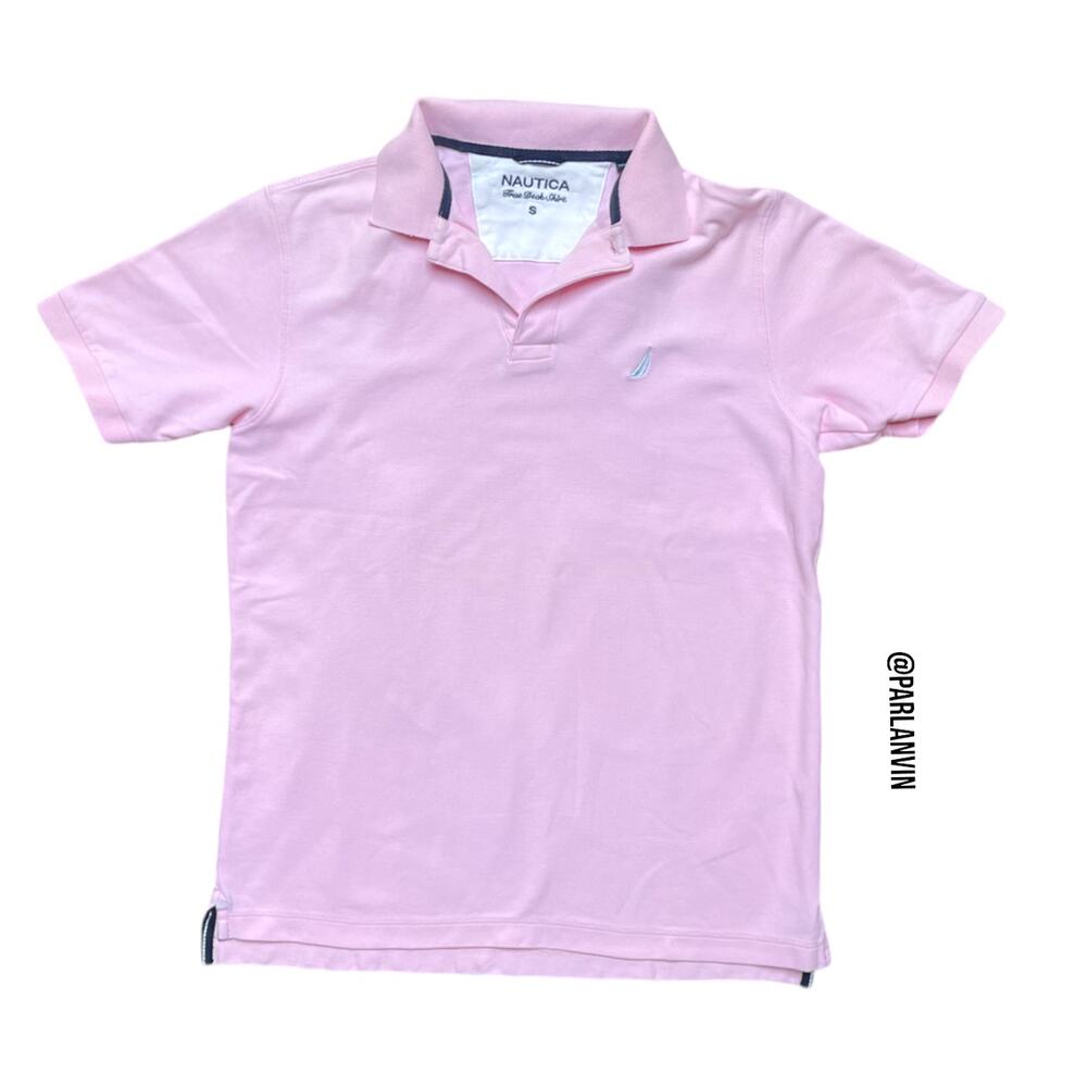Nautica True Deck Polo Embroidered Shirt Light Pink Size Small